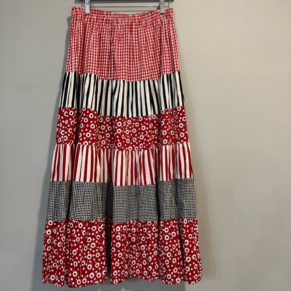 unbranded Dresses & Skirts - Skirt Midi Tiered Floral Gingham Check Striped Fair Rodeo Country Cowgirl S
